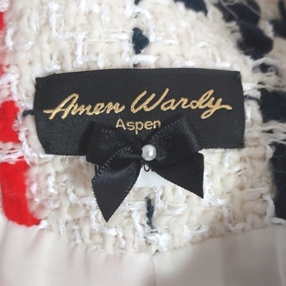 NWOT Amen Wardy Check Pattern Tweed Long Coat Size FR46 - Picture 16 of 16